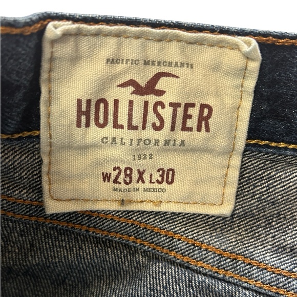 Hollister Mens 28x30 Straight Leg Dark Blue Button Fly Denim Blue Jeans EUC - Picture 2 of 16